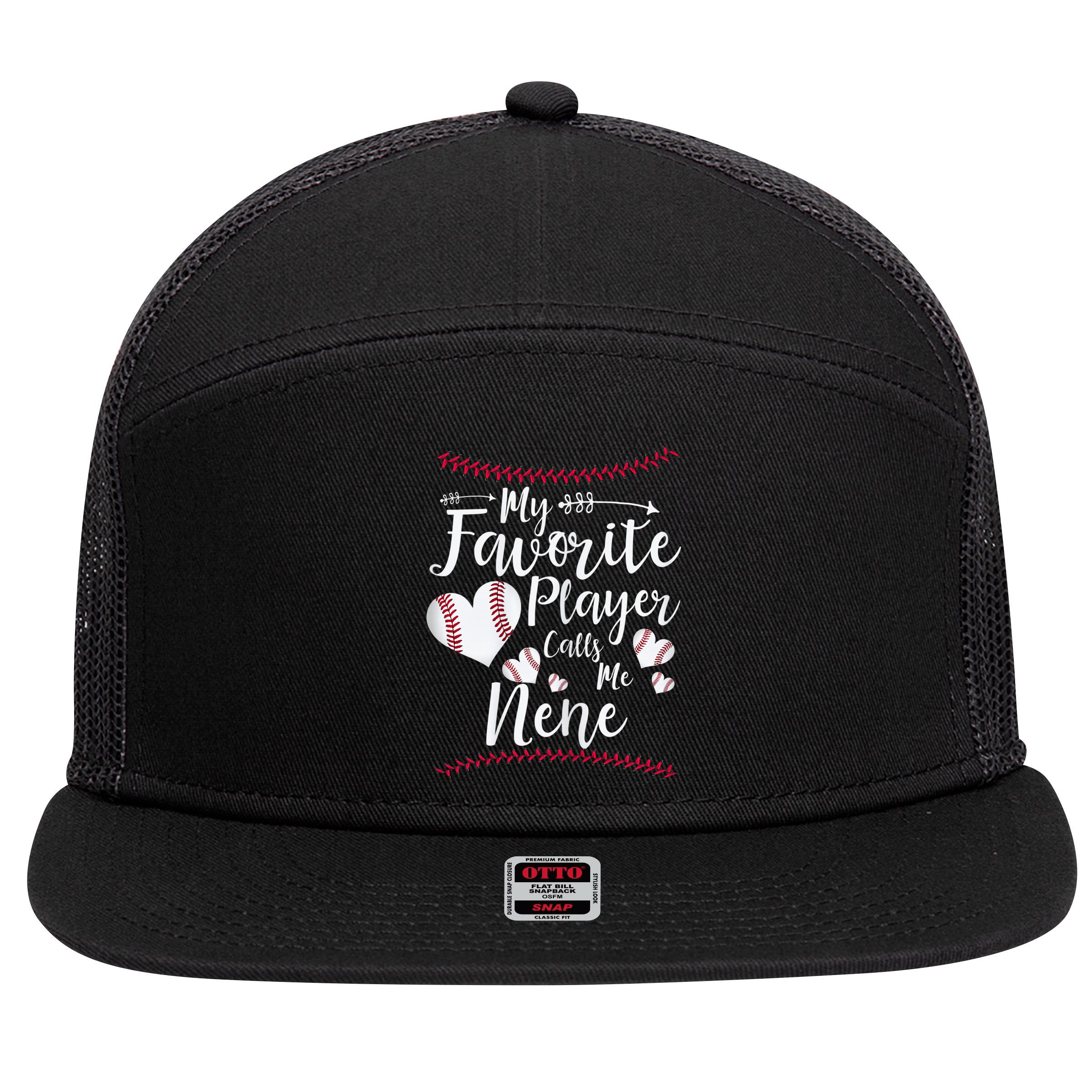 Wo My Favorite Player Calls Me Nene Baseball Heart 7 Panel Mesh Trucker Snapback Hat