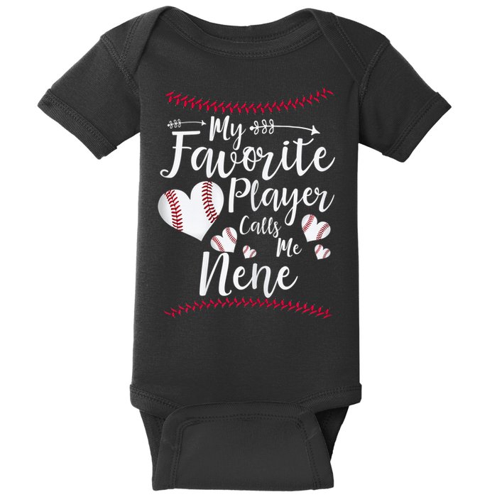 Wo My Favorite Player Calls Me Nene Baseball Heart Baby Bodysuit