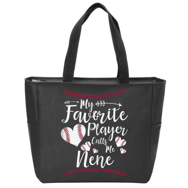 Wo My Favorite Player Calls Me Nene Baseball Heart Zip Tote Bag