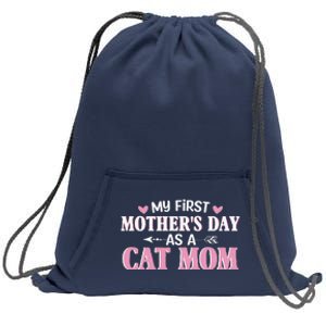 Women's My First Mother's Day As A Cat Mom Cat Lover Sweatshirt Cinch Pack Bag