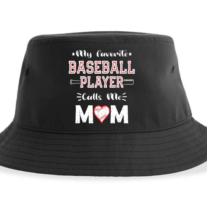 Womens My Favorite Baseball Player Calls Me Mom Cute Mothers Day Sustainable Bucket Hat