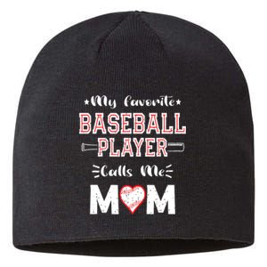 Womens My Favorite Baseball Player Calls Me Mom Cute Mothers Day Sustainable Beanie