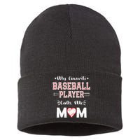 Womens My Favorite Baseball Player Calls Me Mom Cute Mothers Day Sustainable Knit Beanie