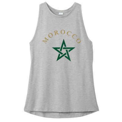 Wo Morocco Flag Design Apparel Design Ladies PosiCharge Tri-Blend Wicking Tank