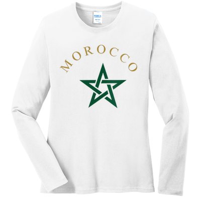 Wo Morocco Flag Design Apparel Design Ladies Long Sleeve Shirt