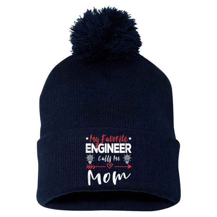 Wo My Favorite Engineer Calls Me Mom Engineer Mom Pom Pom 12in Knit Beanie