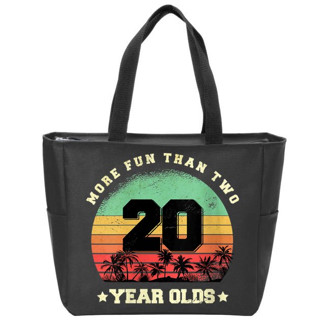Wom.e.ns More Fun Than Two Twenty Year Olds 40th Birthday V-Neck Zip Tote Bag