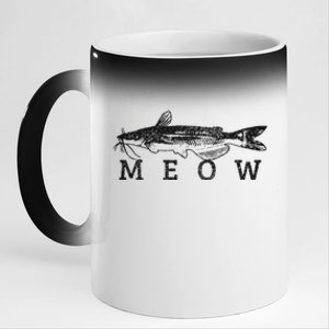 Wels Meow Funny Catfish Fishing Fisherman Gift 11oz Black Color Changing Mug