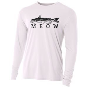 Wels Meow Funny Catfish Fishing Fisherman Gift Cooling Performance Long Sleeve Crew