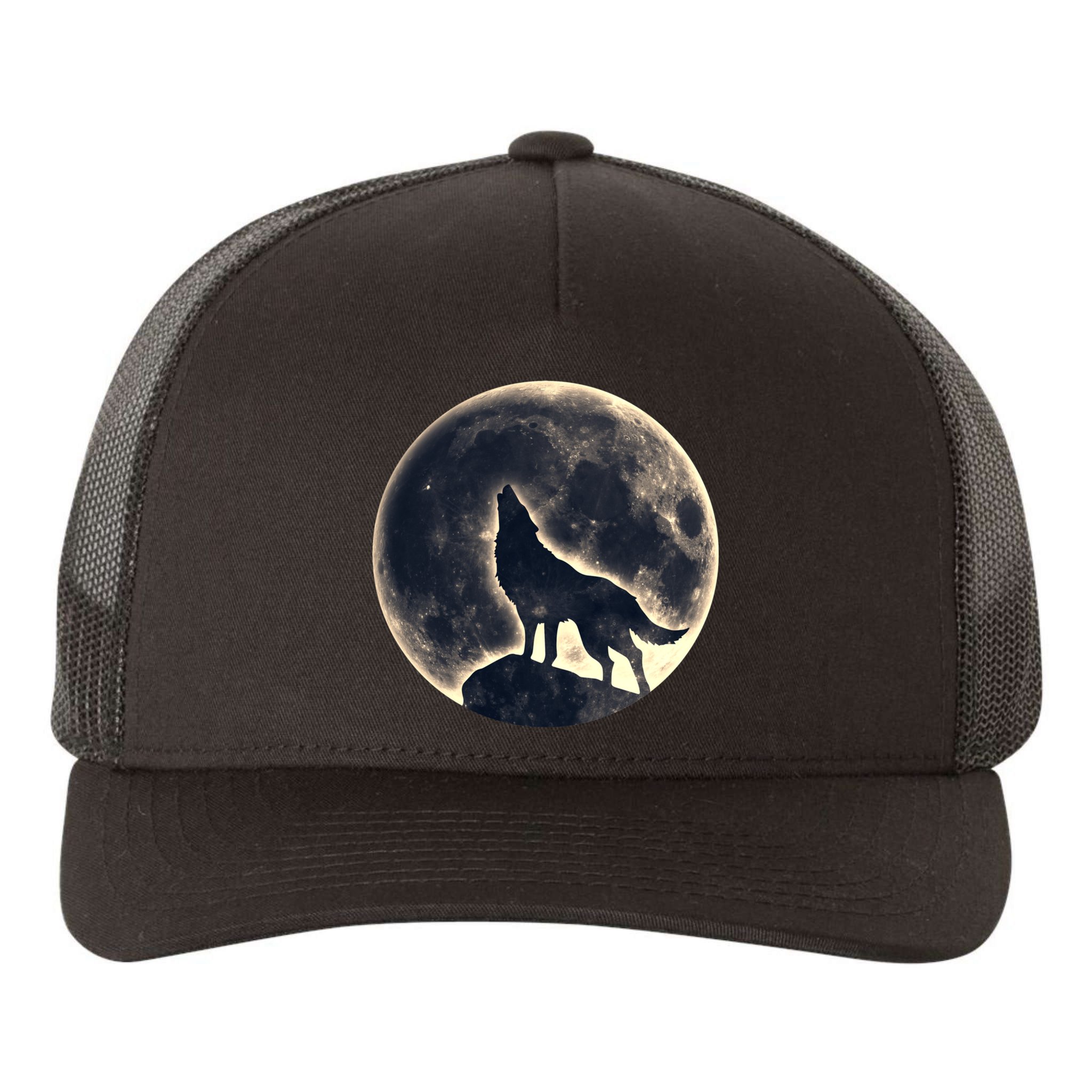 Wolf Moon Fantasy Wild Dog Wolves Yupoong Adult 5-Panel Trucker Hat