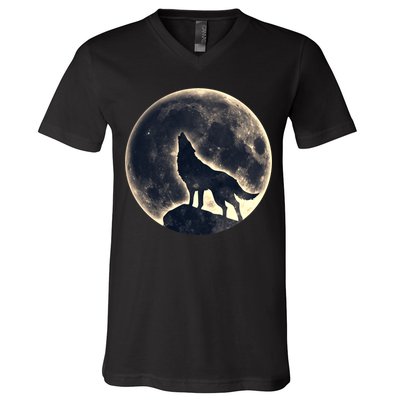 Wolf Moon Fantasy Wild Dog Wolves V-Neck T-Shirt