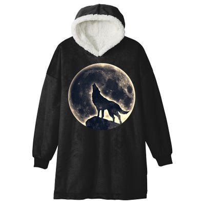 Wolf Moon Fantasy Wild Dog Wolves Hooded Wearable Blanket