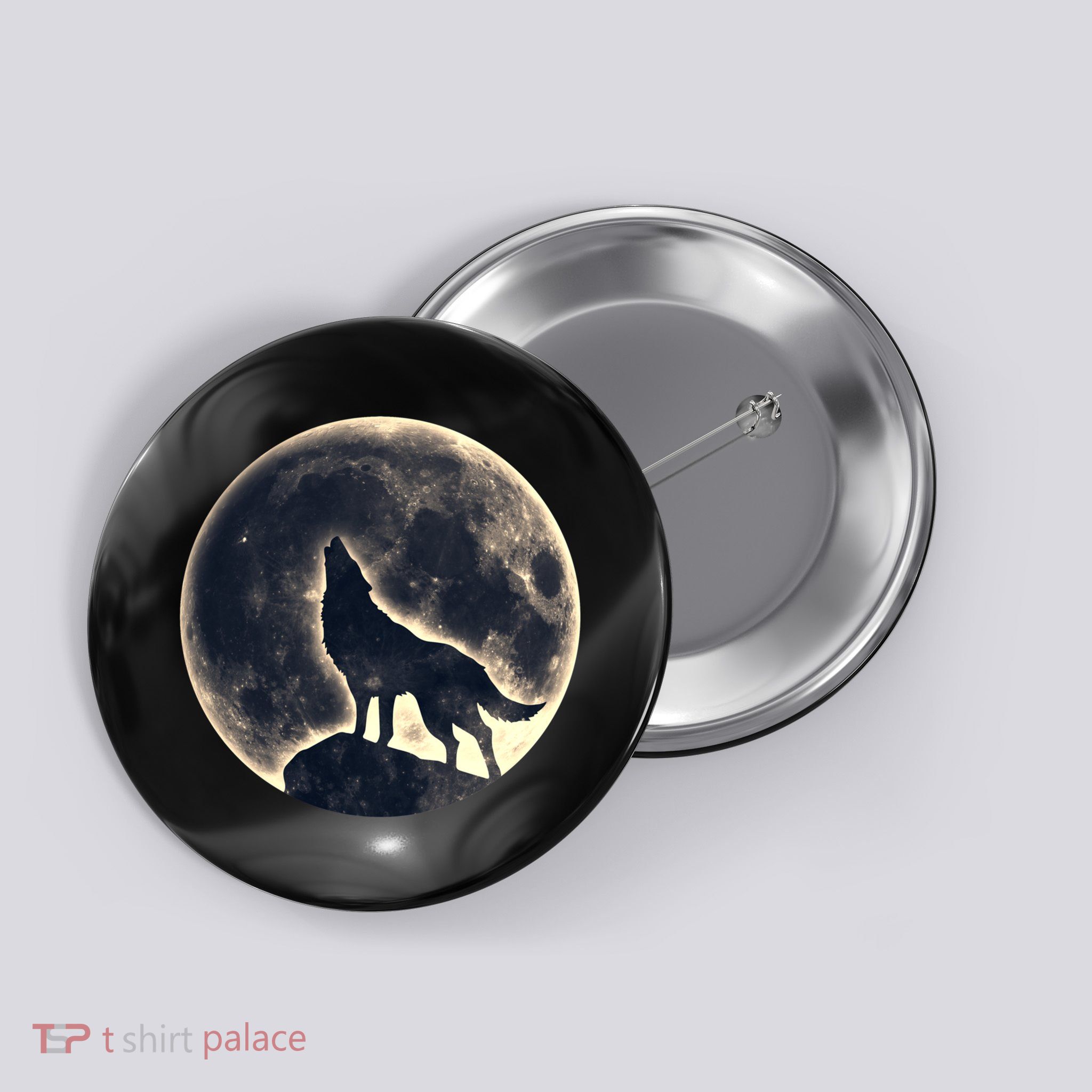 Wolf Moon Fantasy Wild Dog Wolves Button