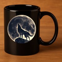 Wolf Moon Fantasy Wild Dog Wolves 11oz C Handle Ceramic Mug