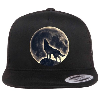 Wolf Moon Fantasy Wild Dog Wolves Flatbill Hat