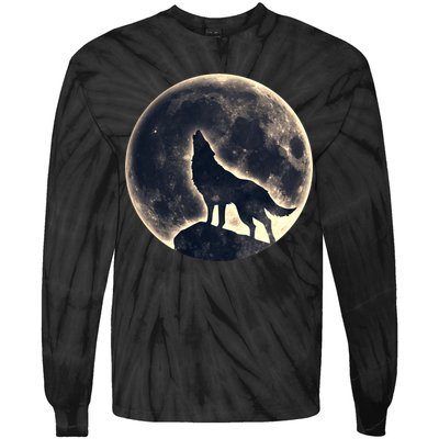 Wolf Moon Fantasy Wild Dog Wolves Tie-Dye Long Sleeve Shirt