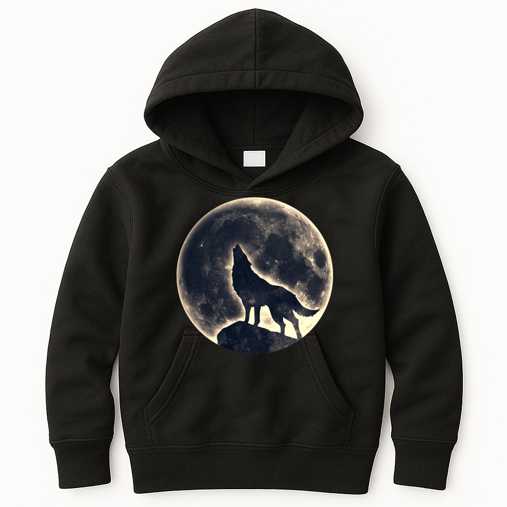 Wolf Moon Fantasy Wild Dog Wolves Kids Hoodie
