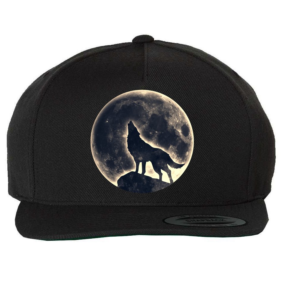 Wolf Moon Fantasy Wild Dog Wolves Wool Snapback Cap