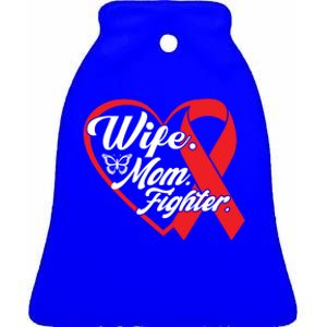 Wife Mom Fighter Heart Disease Awareness Gift Ceramic Bell Ornament