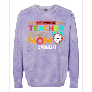 Womens My Favorite Teacher Mothers Day Retro Mom Life Momma Colorblast Crewneck Sweatshirt