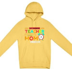 Womens My Favorite Teacher Mothers Day Retro Mom Life Momma Premium Pullover Hoodie