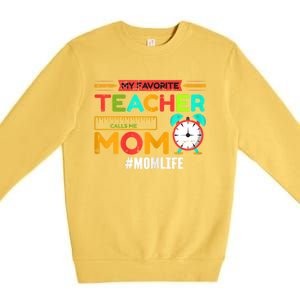 Womens My Favorite Teacher Mothers Day Retro Mom Life Momma Premium Crewneck Sweatshirt