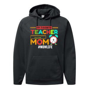 Womens My Favorite Teacher Mothers Day Retro Mom Life Momma Performance Fleece Hoodie