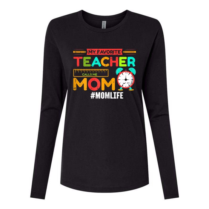 Womens My Favorite Teacher Mothers Day Retro Mom Life Momma Womens Cotton Relaxed Long Sleeve T-Shirt