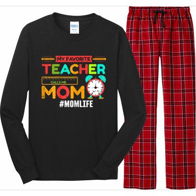 Womens My Favorite Teacher Mothers Day Retro Mom Life Momma Long Sleeve Pajama Set