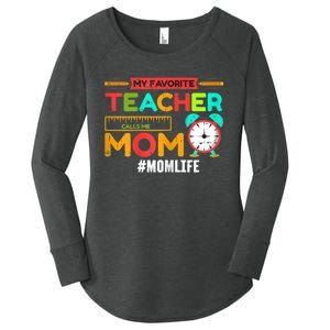 Womens My Favorite Teacher Mothers Day Retro Mom Life Momma Women's Perfect Tri Tunic Long Sleeve Shirt