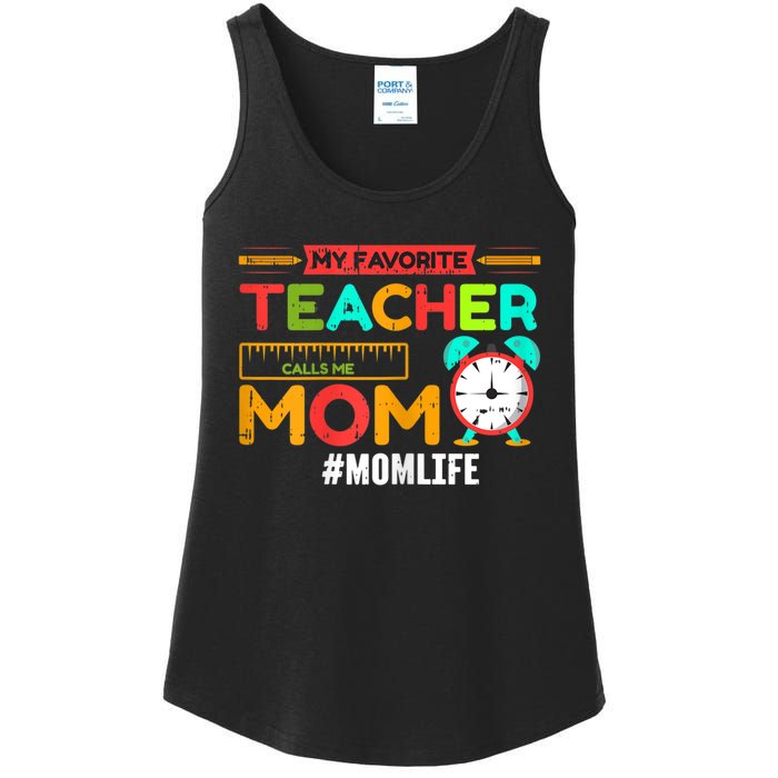 Womens My Favorite Teacher Mothers Day Retro Mom Life Momma Ladies Essential Tank