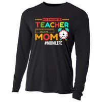 Womens My Favorite Teacher Mothers Day Retro Mom Life Momma Cooling Performance Long Sleeve Crew