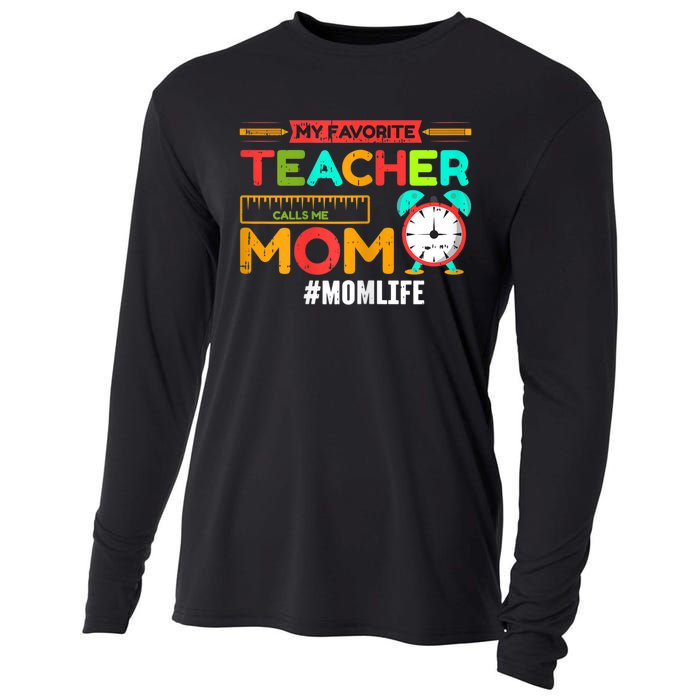 Womens My Favorite Teacher Mothers Day Retro Mom Life Momma Cooling Performance Long Sleeve Crew