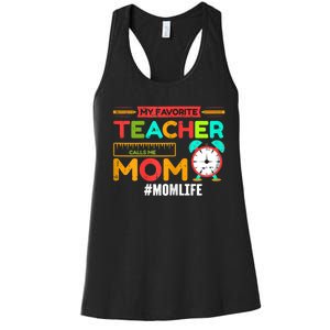 Womens My Favorite Teacher Mothers Day Retro Mom Life Momma Women's Racerback Tank