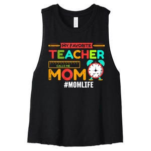 Womens My Favorite Teacher Mothers Day Retro Mom Life Momma Women's Racerback Cropped Tank