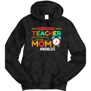 Womens My Favorite Teacher Mothers Day Retro Mom Life Momma Tie Dye Hoodie