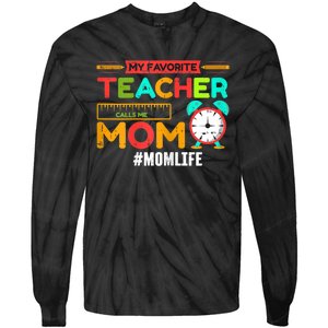 Womens My Favorite Teacher Mothers Day Retro Mom Life Momma Tie-Dye Long Sleeve Shirt