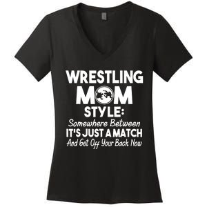 Wrestling Mom for Wo Funny Wrestle Wrestler Gifts Women's V-Neck T-Shirt