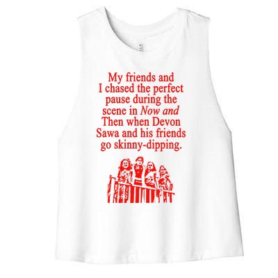 Waveygoodsco My Friends And I Chased The Perfect Pause During The Scene In Women's Racerback Cropped Tank