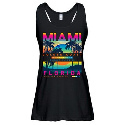 Wear Miami Florida Miami Colorful Sunrise Ladies Essential Flowy Tank