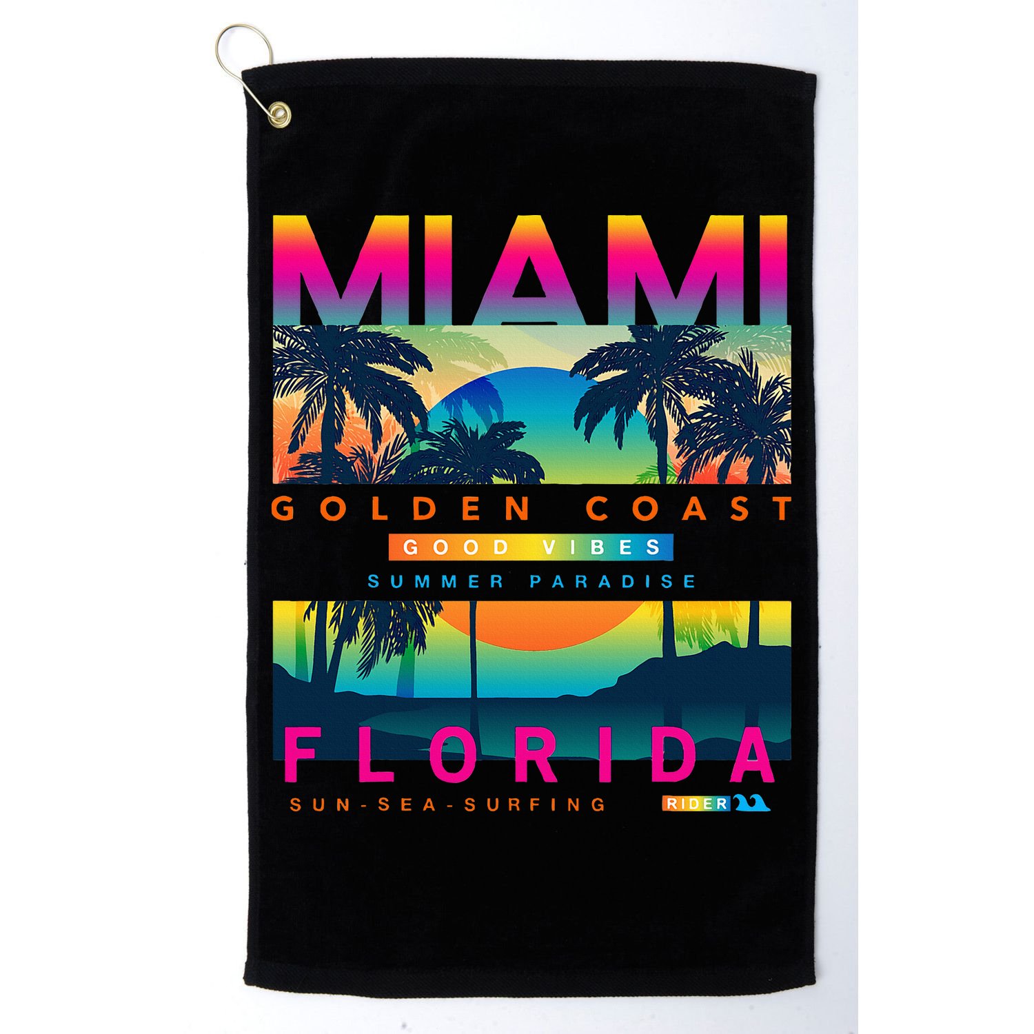 Wear Miami Florida Miami Colorful Sunrise Golf Towel