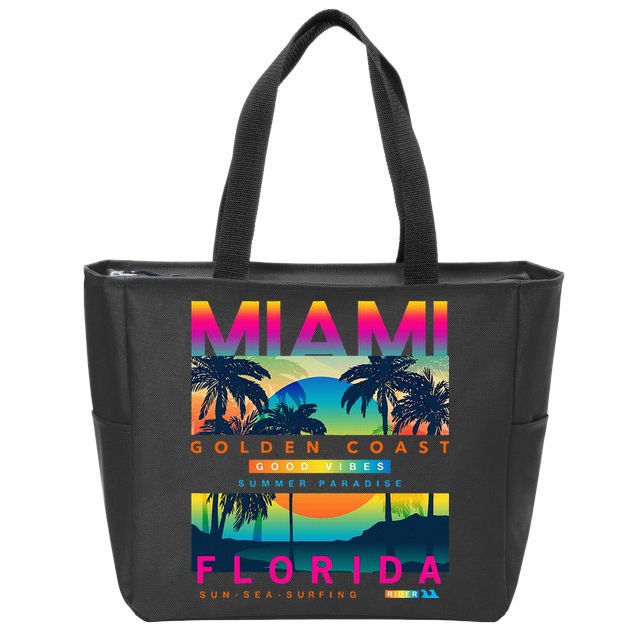 Wear Miami Florida Miami Colorful Sunrise Zip Tote Bag