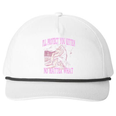 Wolf Meme Funny Ill Protect You Kitten No Matter What Snapback Five-Panel Rope Hat