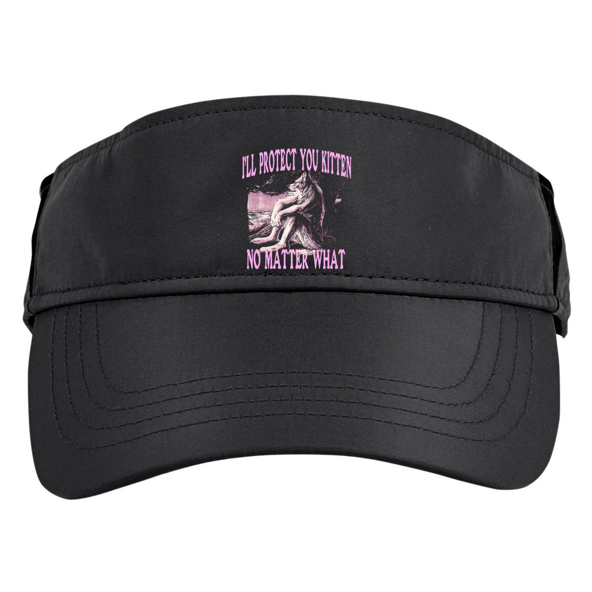 Wolf Meme Funny Ill Protect You Kitten No Matter What Adult Drive Performance Visor