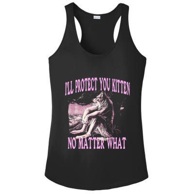 Wolf Meme Funny Ill Protect You Kitten No Matter What Ladies PosiCharge Competitor Racerback Tank