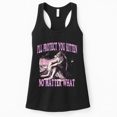 Wolf Meme Funny Ill Protect You Kitten No Matter What Womens Tank Top