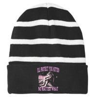 Wolf Meme Funny Ill Protect You Kitten No Matter What Striped Beanie with Solid Band