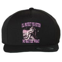 Wolf Meme Funny Ill Protect You Kitten No Matter What Wool Snapback Cap