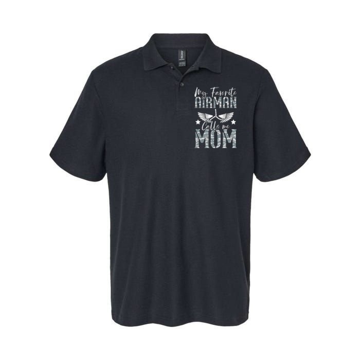 Womens My Favorite Airman Calls Me Mom Air Force Soldier Mother Softstyle Adult Sport Polo