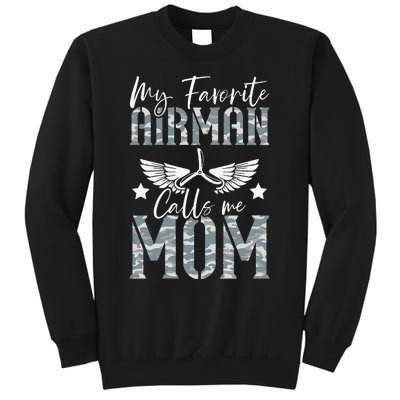 Womens My Favorite Airman Calls Me Mom Air Force Soldier Mother Tall Sweatshirt